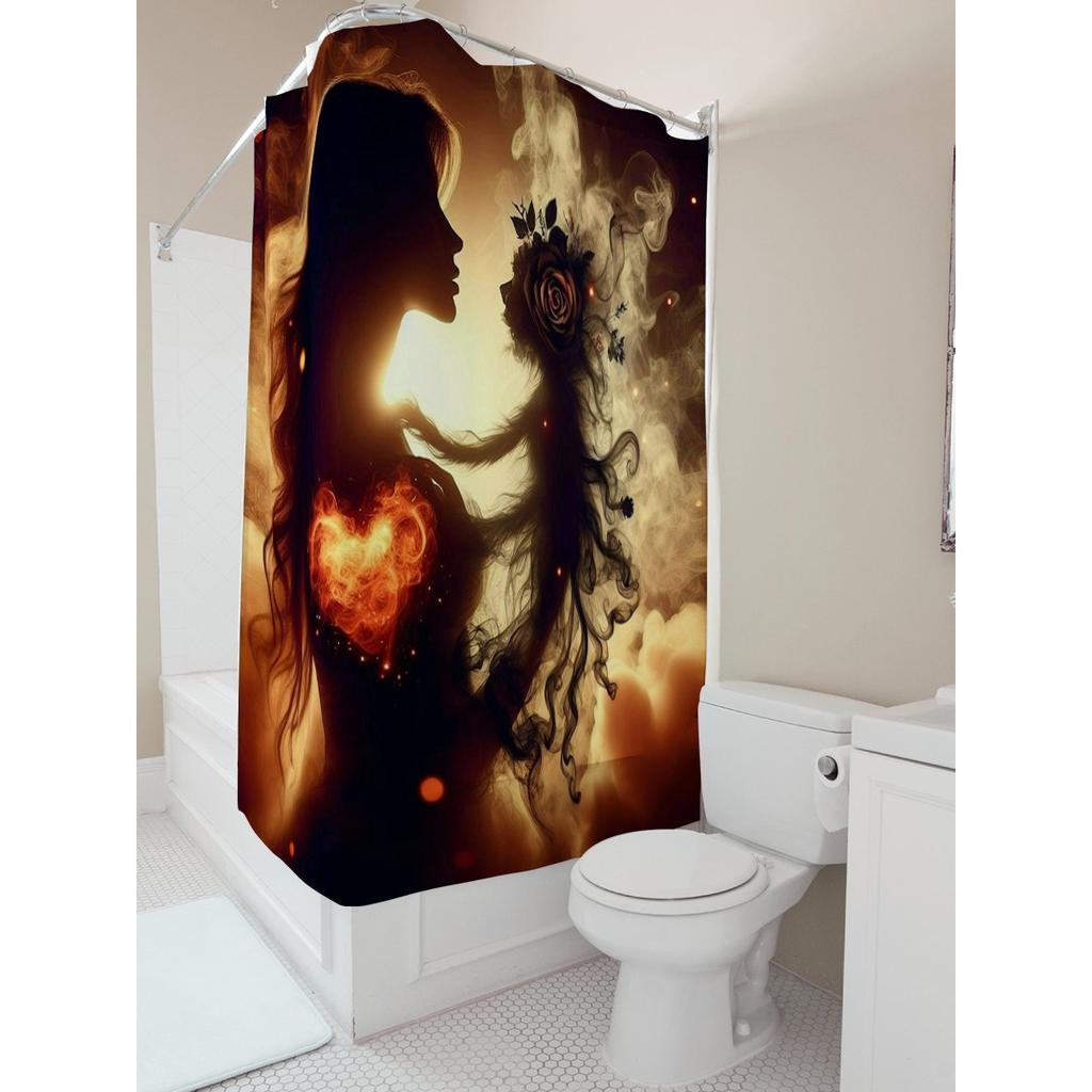 Fantasy Woman With Fiery Heart Waterproof Shower Curtain