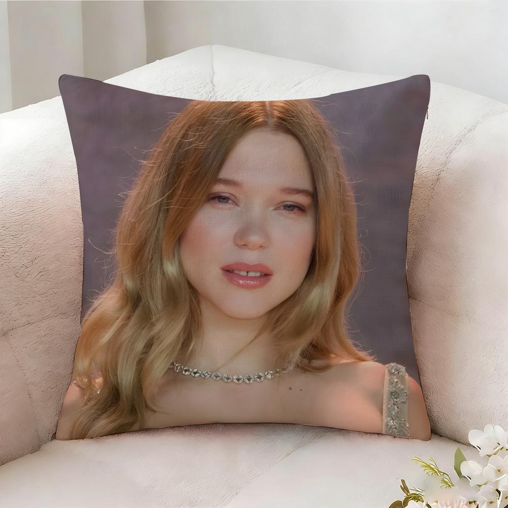 L-Lea Seydoux Actor Pillow Case Pillowcase, Double-sided Printed, Sofa Cushion, Bedroom Headboard Pillow