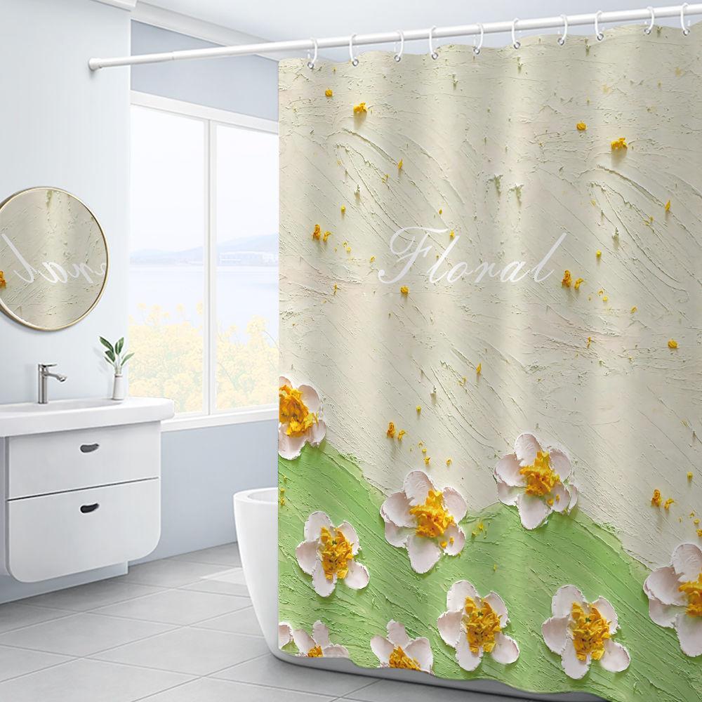 Rideau de douche Van Gogh Nuit étoilée Peinture à l'huile Art abstrait Ciel bleu Nuage blanc Étoile Lune Paysage Décor de salle de bain Avec crochets