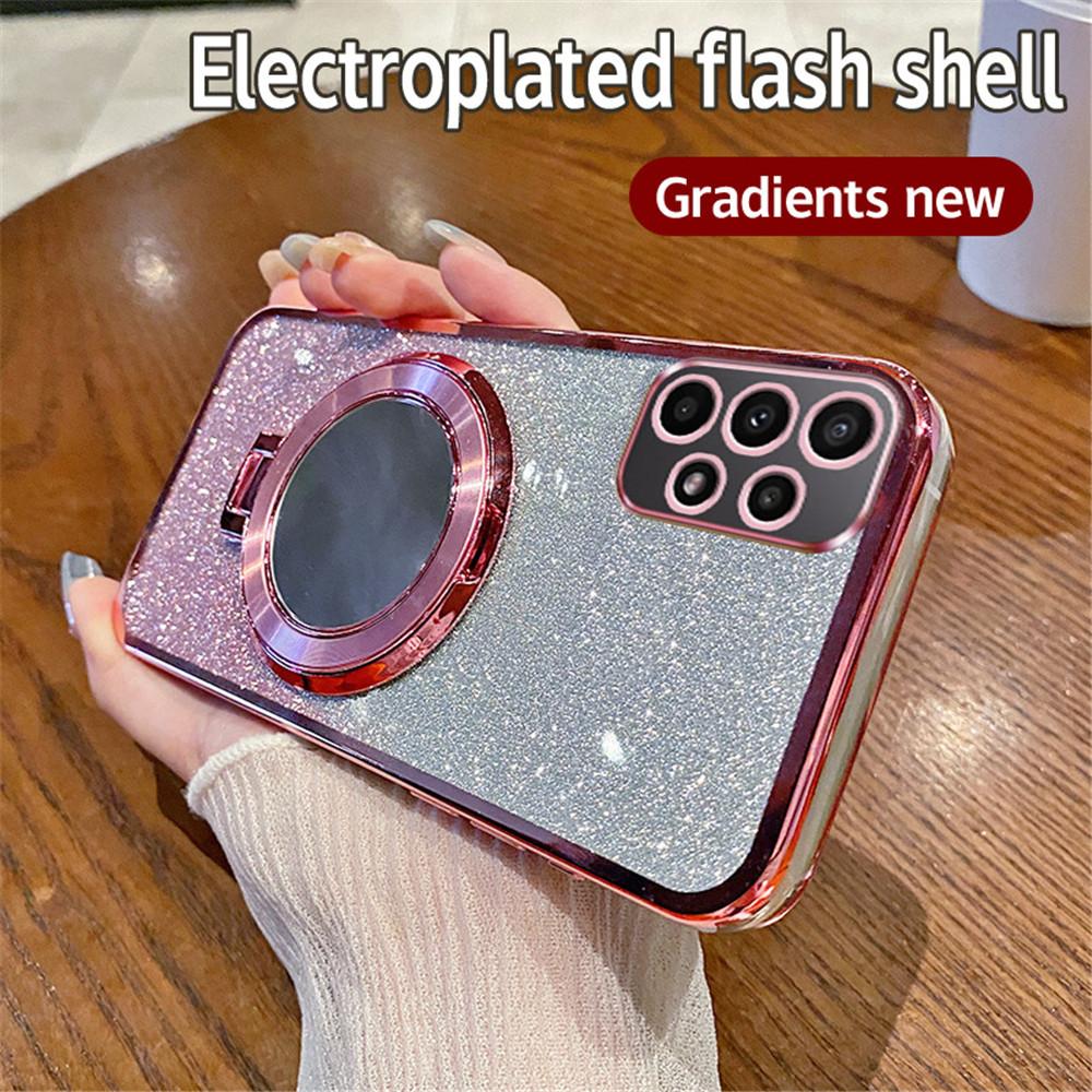 Capa de Celular Luxo Glitter Espelhada com Suporte de Anel Para Samsung A52 A32 A22 A12 A72 A71 A51 A21S A50 A70 Capa com Suporte Magnético