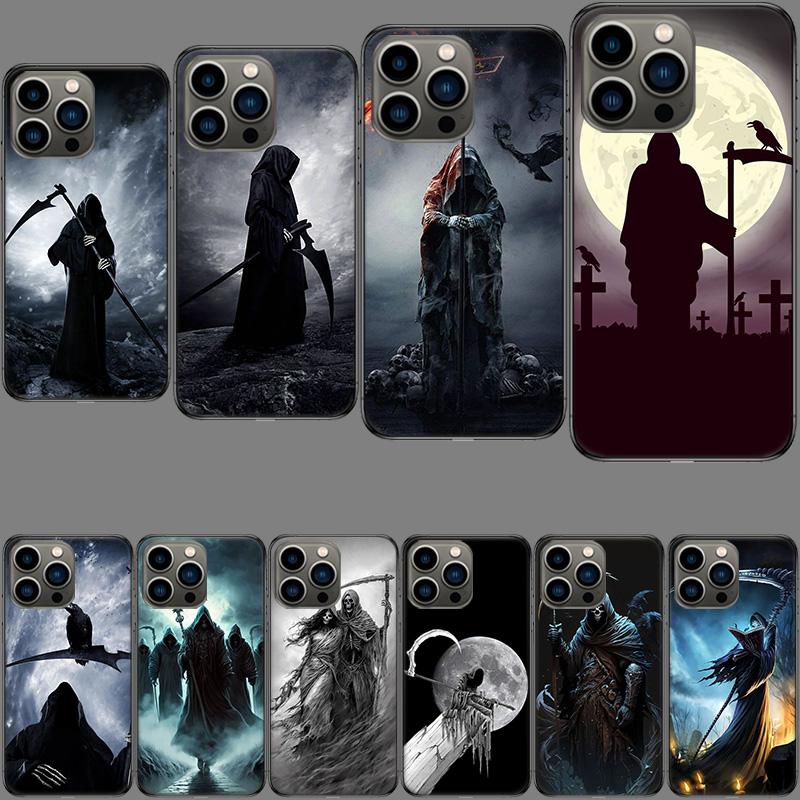 Death Grim Reaper Skull Phone Case For Iphone 16E 15 Pro 14 Plus 17E 16 17 Pro Max Air 11 12 13 Mini Shockproof Capa Cute Cov