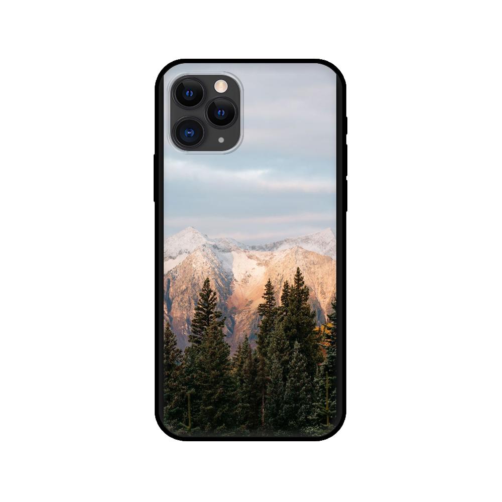 Fekete TPU tok iPhone 5 5s SE 2020 6 6s 7 8 Plus X 10 XR XS 11 12 mini Pro Max készülékekhez, hátlap, Téli táj, Fény, Hó