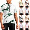 Men's Short Sleeve Cycling with Zip - Printed, Breathable, Quick Dry, Neck for Biking