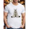 Polar Bear Graphic Men's T-Shirt Casual Crew Neck Short Sleeve Summer Tee Soft Breathable Top