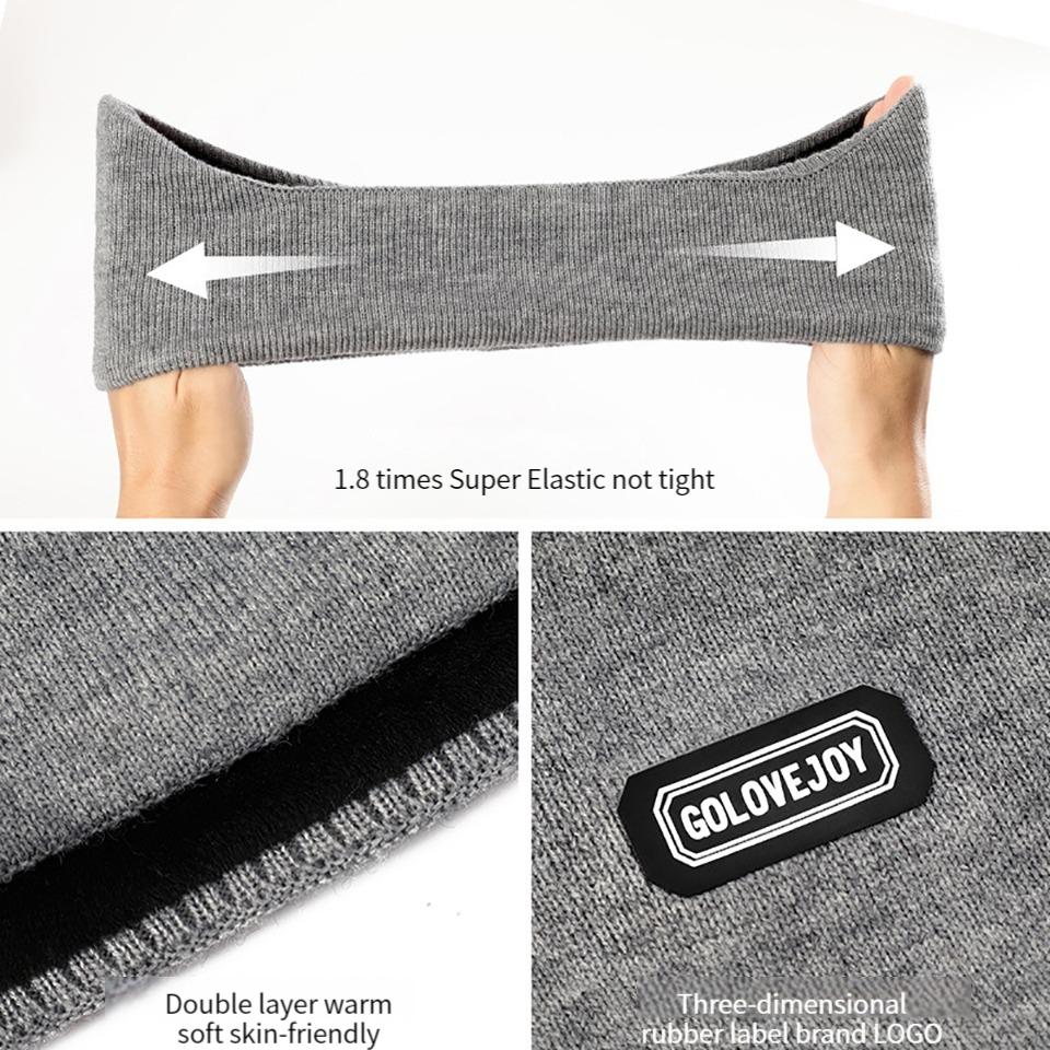 Loogdeel Sport Headband Ear Warmer Men Winter Cycling Workout Yoga Running Bicycle Windproof Double Layer Warm Earmuffs Headwear