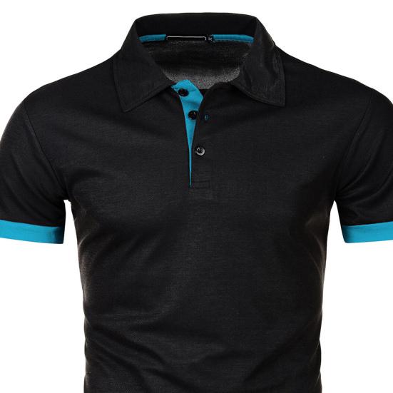 Men Tops Lapel Short Sleeve Casual Loose Fit Regular Style Tops