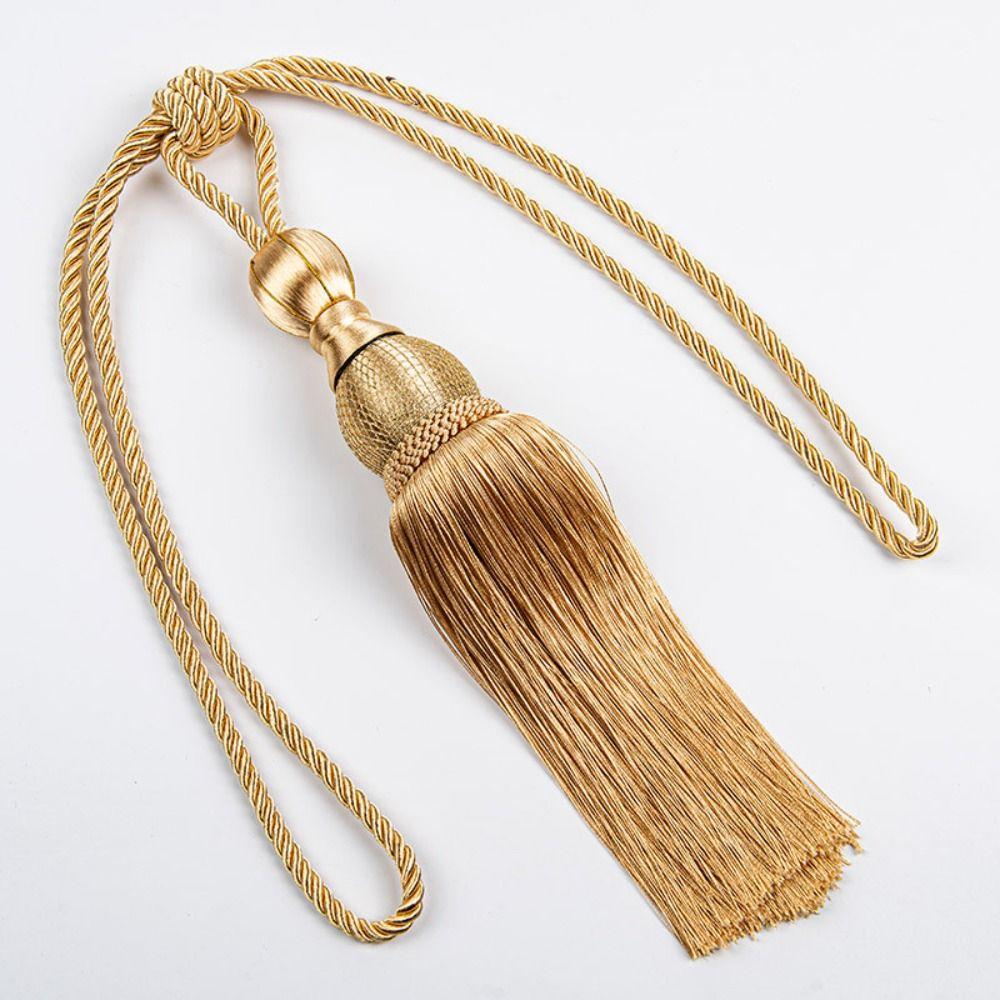 No Installation Curtain Tassels Tieback Punch-free Polyester Yarn Tassel Curtain Ties Gold Wire Hanging Ball Multicolor
