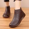 2024 Nieuwe Herfst Winter Handgemaakte Echt Lederen Dames Enkellaarsjes Dames Zachte Platte Schoenen Comfortabele Casual Zwarte Laarzen Grote Maat