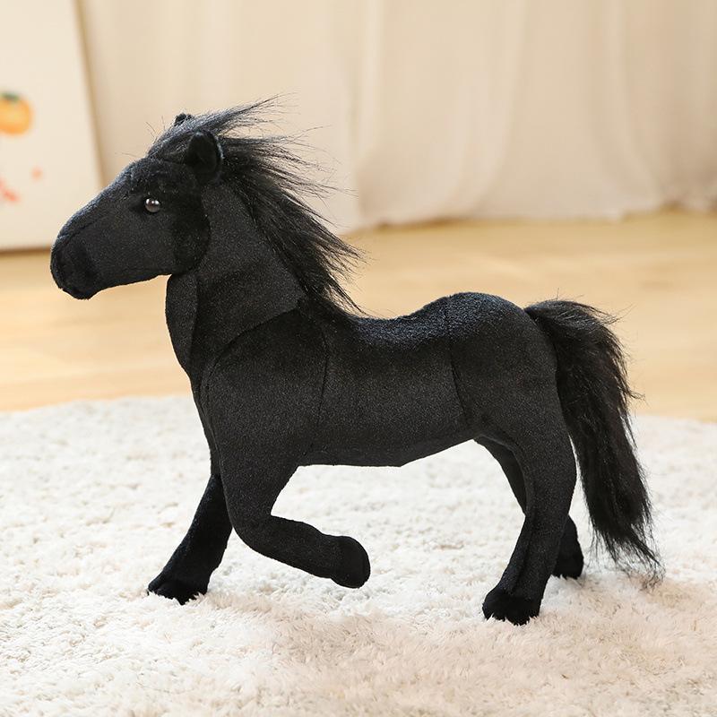 Plush Horse Stuffed Toy Realistic Soft Simulation Horse Doll White Black Brown Golden For Kids Boys Girls Birthday Holiday Gifts