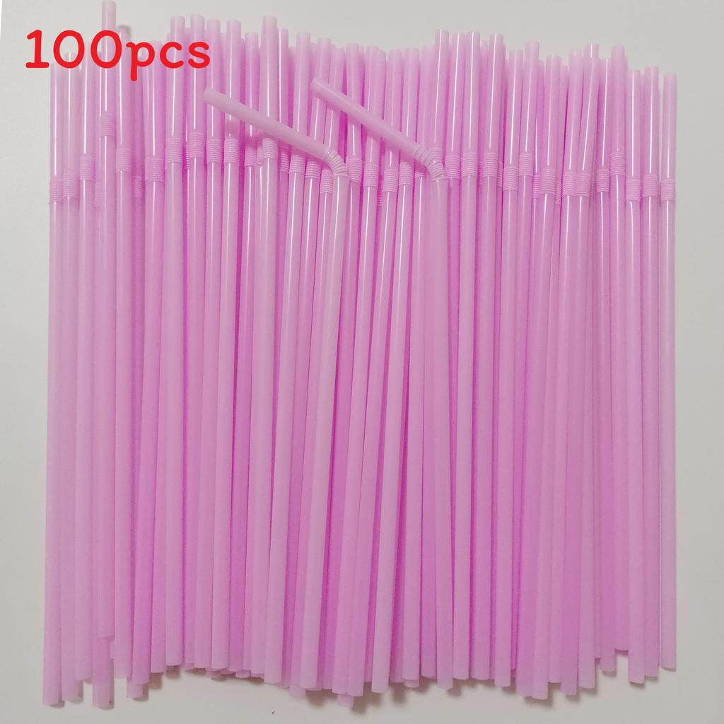 Paie Flexibile Colorate din Plastic Alimentar Pentru Sucuri și Ceai cu Lapte Pachet de 100