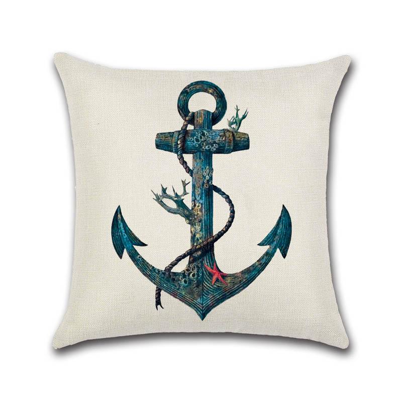 Federa per Cuscino Stile Marino Nave Mappa del Mondo Ancora Lino Federa Decorativa Per Auto Divano Custodia per Cuscino Funda De Almohada Zt167