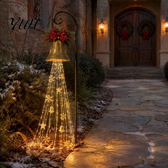 Garden Decorations for Winter Holidays Solar Snowman Stake Light, Flowing Waterfall LED Fairy Light with Christmas Yard Art Decor Star Snowflake,