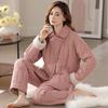 Coral Fleece Padded Pajamas Women'S Autumn And Winter Three-Layer Thickened Fleece Warm Flannel Loungewear