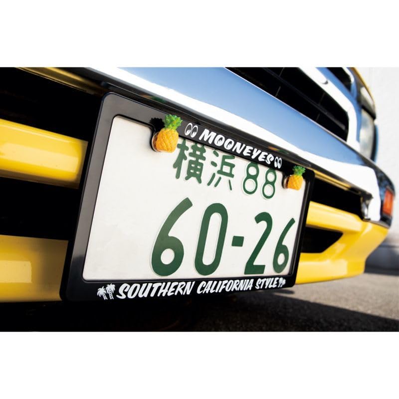 Blue Panic Pineapple License Bolt Set of 2 License Plate Blue Panic Pineapple MOONEYES Moon Eyes