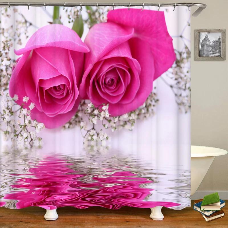 Hummingbird Floral Shower Curtain Watercolor Bird Flower Home Bathroom Decor Polyester Fabric Bathroom Curtain Set Hook Washable