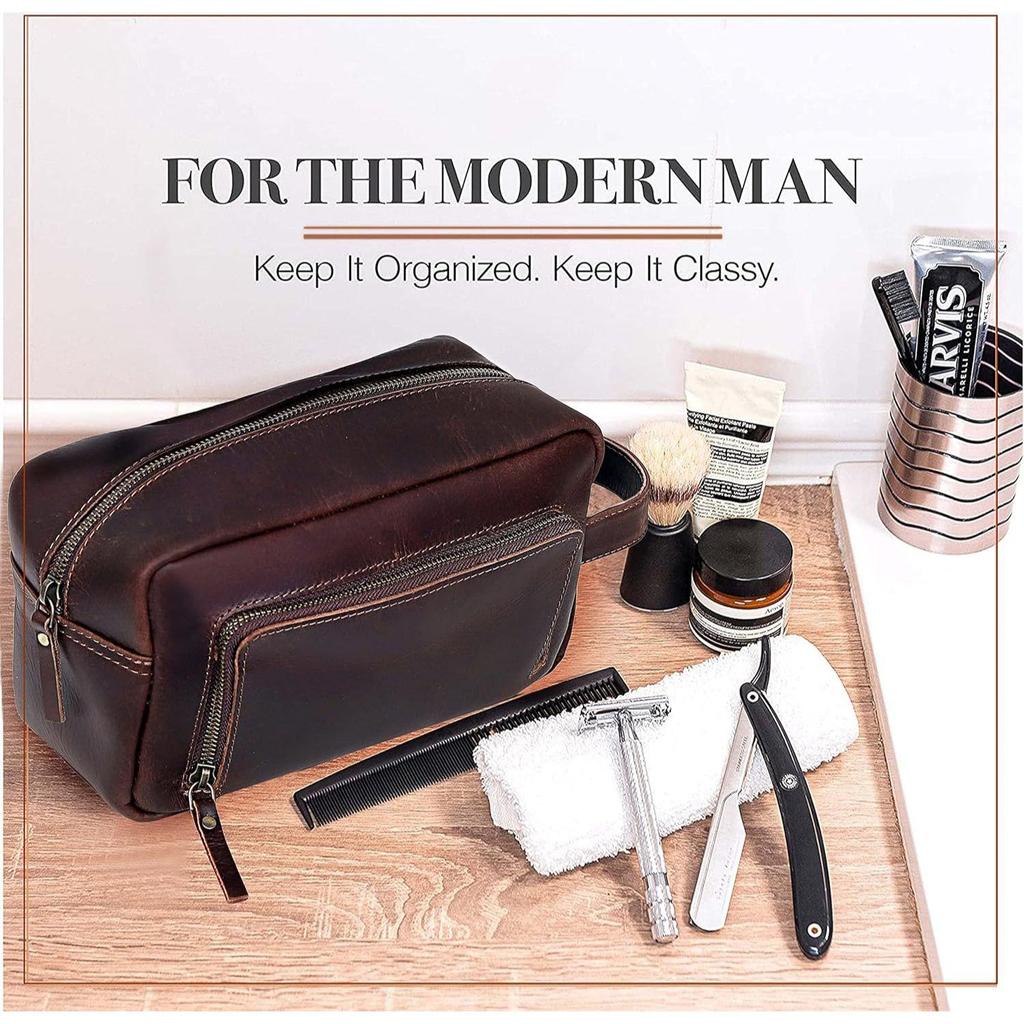 New Men's Toiletry Bag Leather Travel Toiletry Bag Dopp Kit for Men Shaving Bag for Travel Accessories