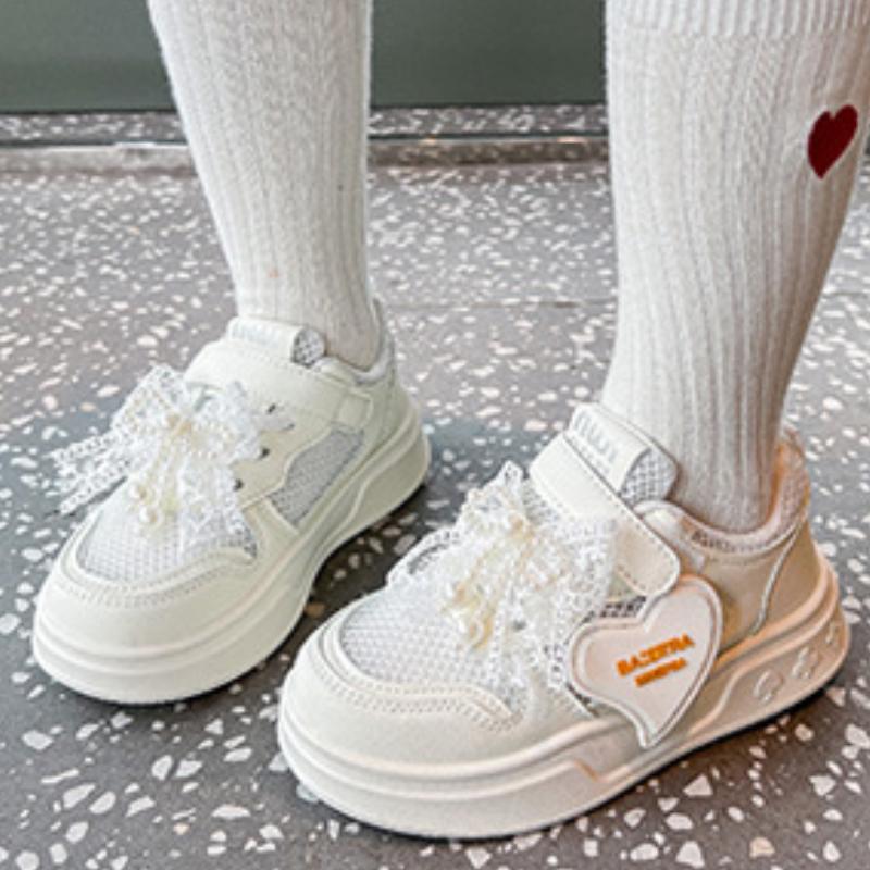 Childrens Sports Shoes with Pearl Bow Anti Slip Wear-resistant Breathable New Outdoor Girls Casual Shoes