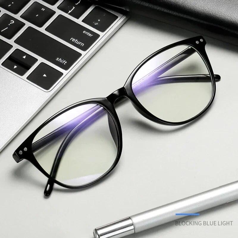 Trendige Blaulichtfilter Herren Retro Brille Brille Damen Ultraleicht Rund Transparent Modebrille Studenten
