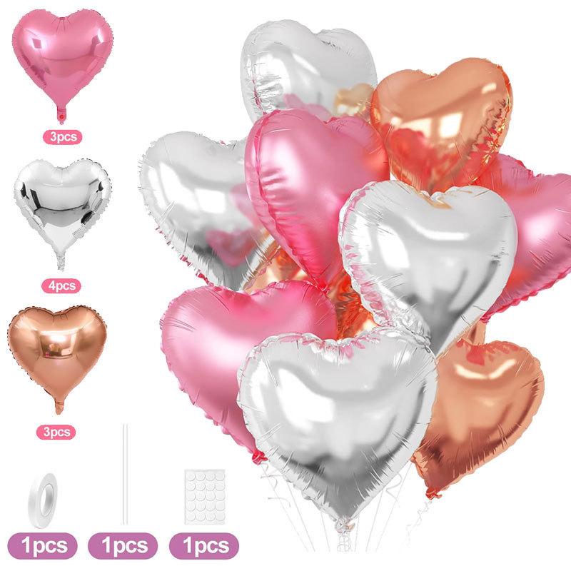 Romantic Love Balloon Pack – Red Silver Heart Foil Balloons for Valentine's Day & Proposal Decor