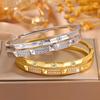 Titanium steel , personalized design European and American diamond , light luxury high-end wide version hollowed out full diamond