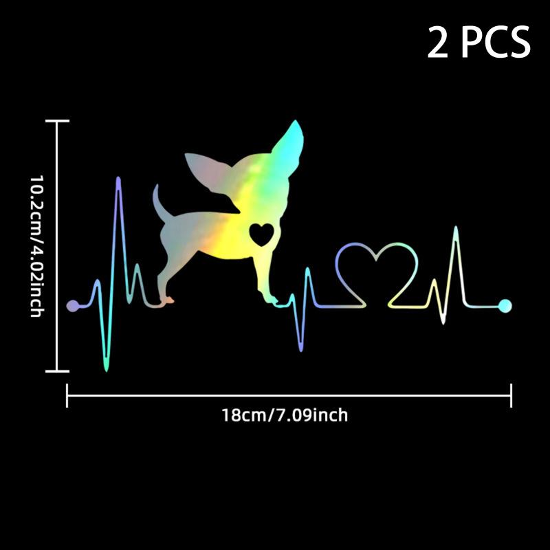 [Q]2PCS Car Sticker Pet Cat Heartbeat Lifeline Creative Truck Automobiles Motorcycles Exterior Accessories