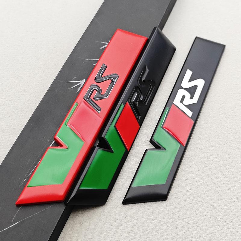 DCLR3 NEW 3D Metal RS Logo VRS Car Front Grill Emblem Rear Trunk Badge For Skoda VRS Octavia 2 3 Rapid Kodiaq Karoq Fabia Kamiq Superb