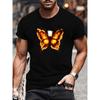 European Sizes Butterfly In the Fire Inspirational Print, Patterned Round-neck T-shirt, Suitable for Outdoor Sports, Weekend Casual Wear