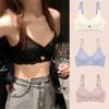 Sutiã sem traços de seda gelada coração calcinha confortável para mulher peça única roupa íntima feminina confortável