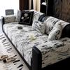 Luxury Black White Chenille Sofa Cushion Cover For All Seasons Anti Dust Non Slip Cat Scratch Resistant Sofa Seat Pad Protector