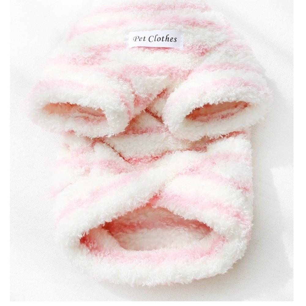 Windproof Dog Warm Clothes Stripes Plush Dogs Coat Fashion Dog Hiking Jacket for Small Medium Dog