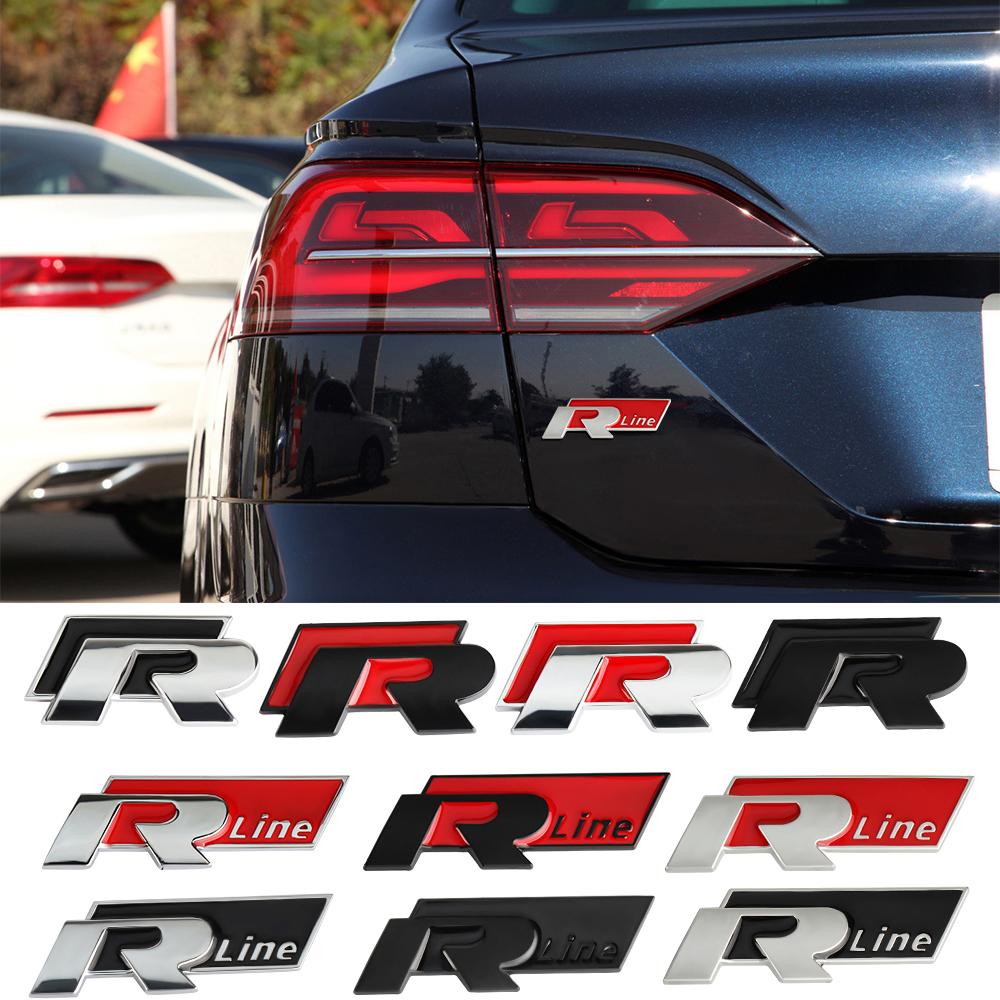 3D Car Front Grille Trunk Emblem Sticker For R Rline Logo Badge Stickers Volkswagen Polo Passat Golf Jetta Polo Touran CC T-ROC
