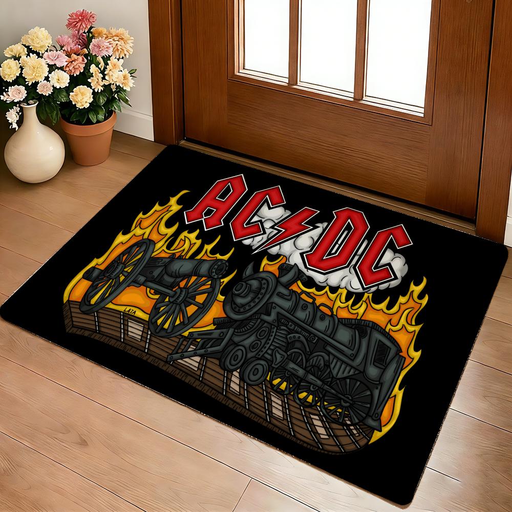 A-AC D-DC Highway To Hell Floor Mat Cozy Flannel Soft Thick Non-Slip Mat for Living Room Bedroom Kitchen Decor Rugs