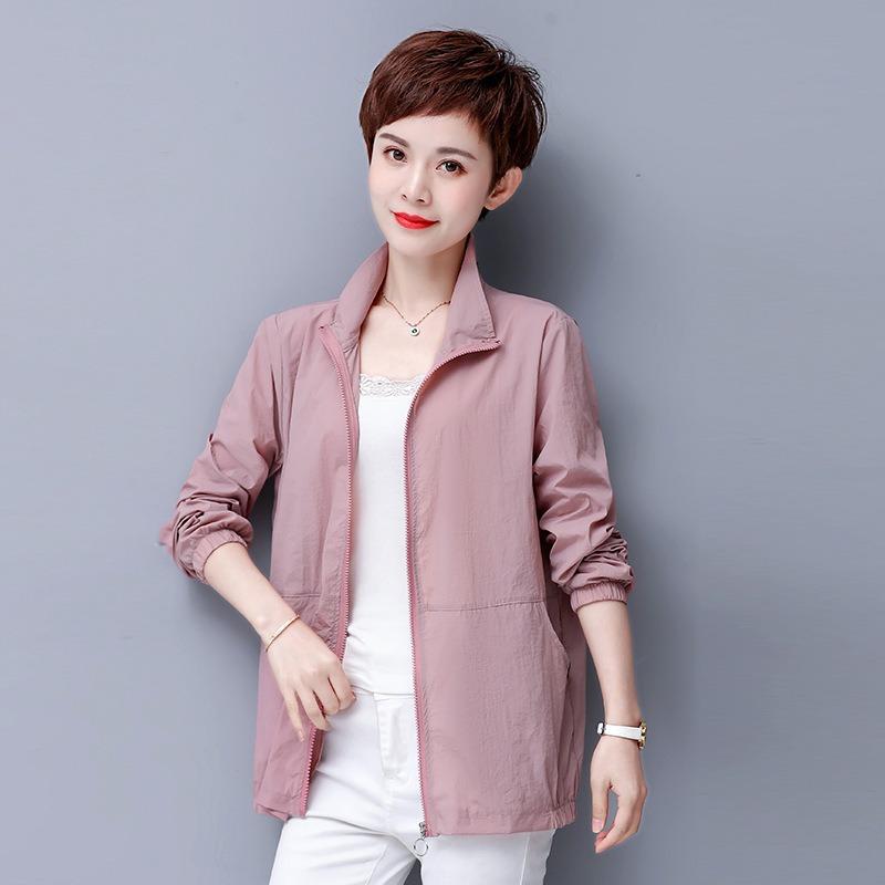 Summer Sunscreen Clothing for Women, Outer Wear, Middle-aged Mother Style, Loose Short Jacket, Thin and Breathable Sunscreen Clothing