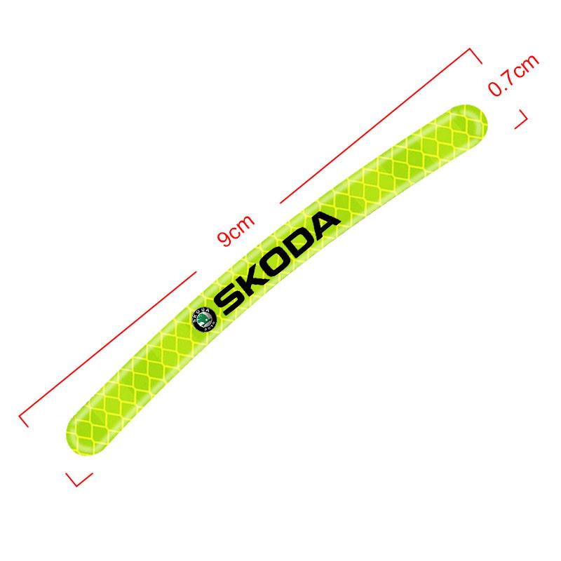 Car Wheel Hub Reflective Stickers Tire Rim Luminous Accessories For Skoda Octavia Superb Rapid Kodiaq Karoq Fabia Kamiq Roomster Citigo