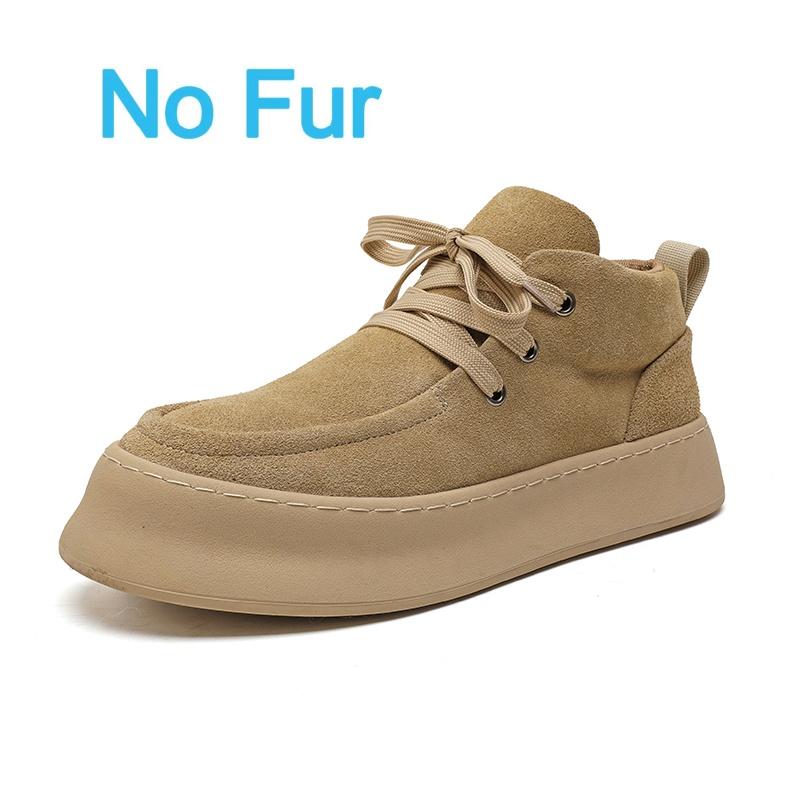 Men Suede Thick Soled Office Walking Shoes Soft Soled Genuine Leather Shoes Round Toe Flat Designer Antiskid Oxford Shoes2025New