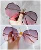 Sunglasses for Women Fashion Rimless Beach Gradient Sunglass Lady Retro Summer Shades UV400 Eyeglasses