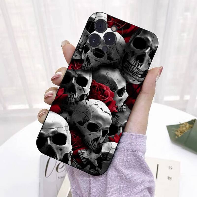 Capa de Celular Caveira de Terror Coque Para Iphone Xiaomi Mi Samsung Galaxy Redmi Note A S 11 12 13 14 15 22 23 24 5G Pro Plus Max Fe Ultra