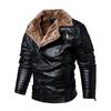 Leather Jacket Men's New Loose Biker Oblique Zipper Leather Jacket Thin Velvet Jacket