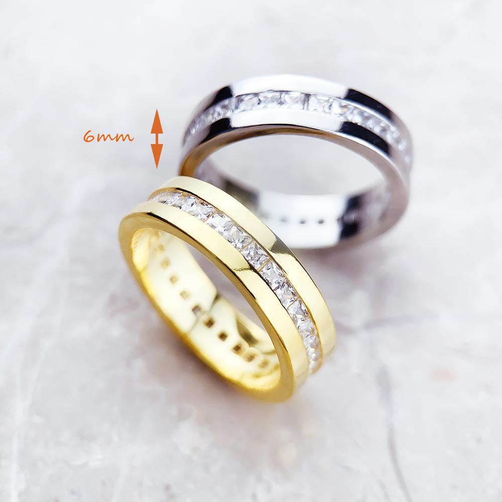 Elegant Dazzling Zircon Band Ring Europe Style Fine Jewelry For Women Summer New Pure Copper Gift