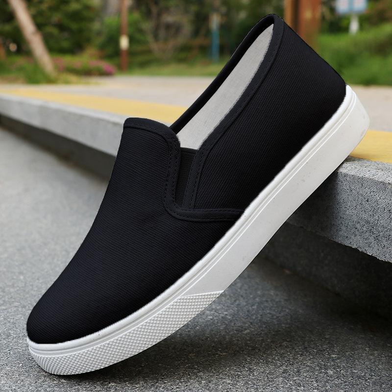 Modische Xiao Bai Schuhe, Atmungsaktive Damen Sommer Arbeitsschuhe, Stoffschuhe aus dem alten Peking, Rutschfeste flache Sohle, Einschlupfschuhe, Reinweiß