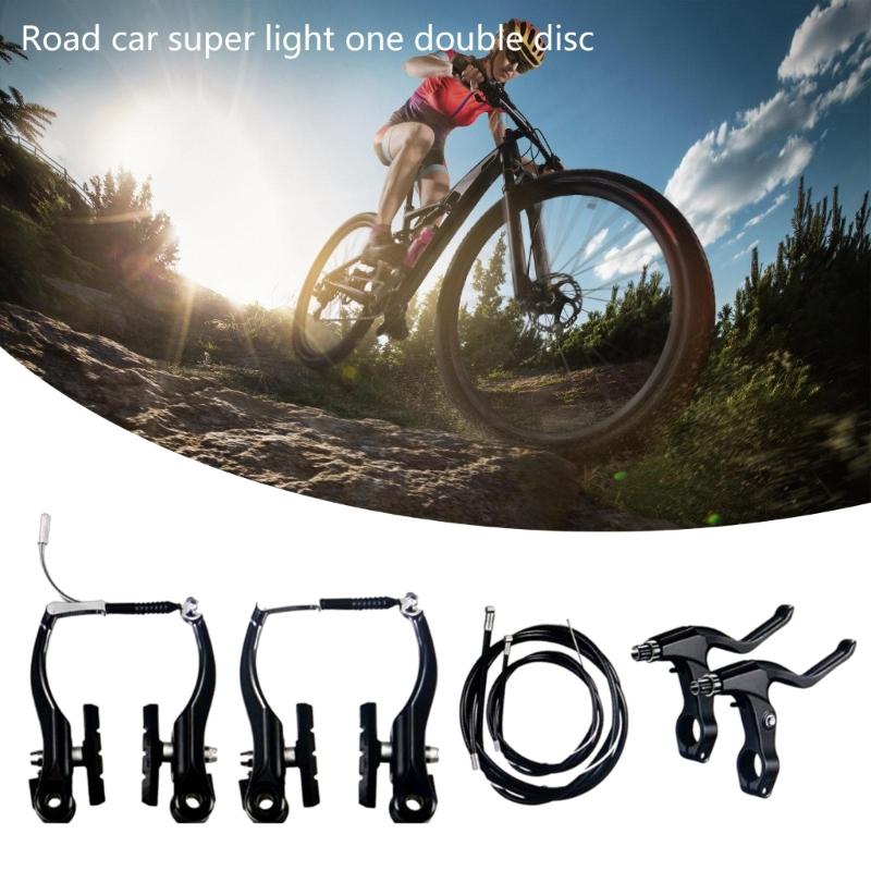 Aluminum Alloy Bicycles Brake Set Front and Rear Brake Cables and Brake Lever Kits for Mountain Bikes Easy Installation