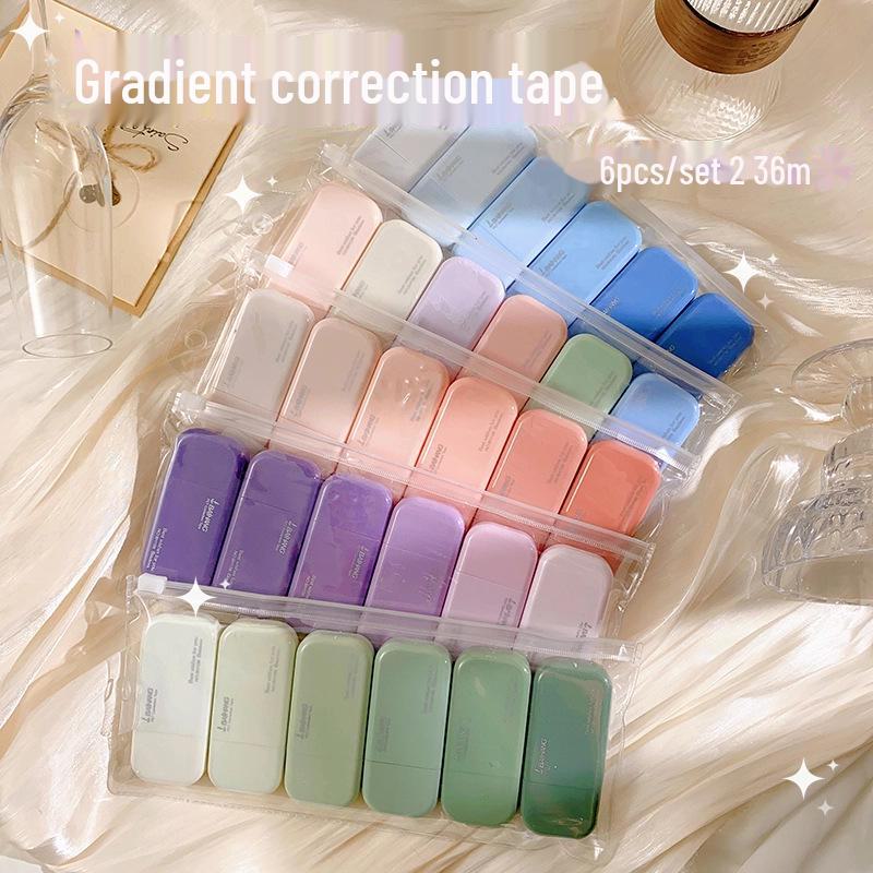 Gradient Color Correction Tape Set: 6 Large Capacity Tapes for Students, Learning Stationery.