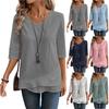Womens Tops 3/4 Sleeve  Dressy Casual Blouses Blouses For Women Trendy O-Neck  Plain Casual TopS