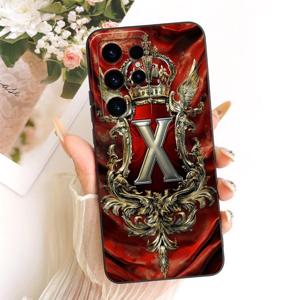 Case For Samsung S25 Ultra Cover Luxury A-Z Letters Crown 2D Painted Silicone Funda For Samsung Galaxy S25 Ultra Casing SM-S938B