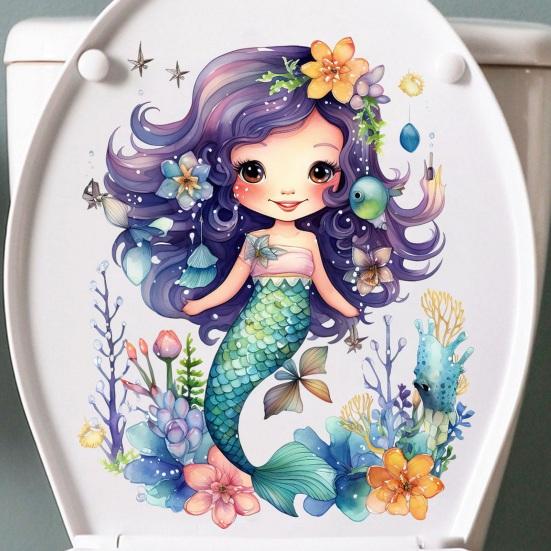 Creative Underwater World Mermaid Αυτοκόλλητα τοίχου Αδιάβροχα PVC Αυτοκόλλητα Αυτοκόλλητα Διακοσμητικά τέχνης βινυλίου Αφαιρούμενο καπάκι τουαλέτας Αυτοκόλλητα μπάνιου