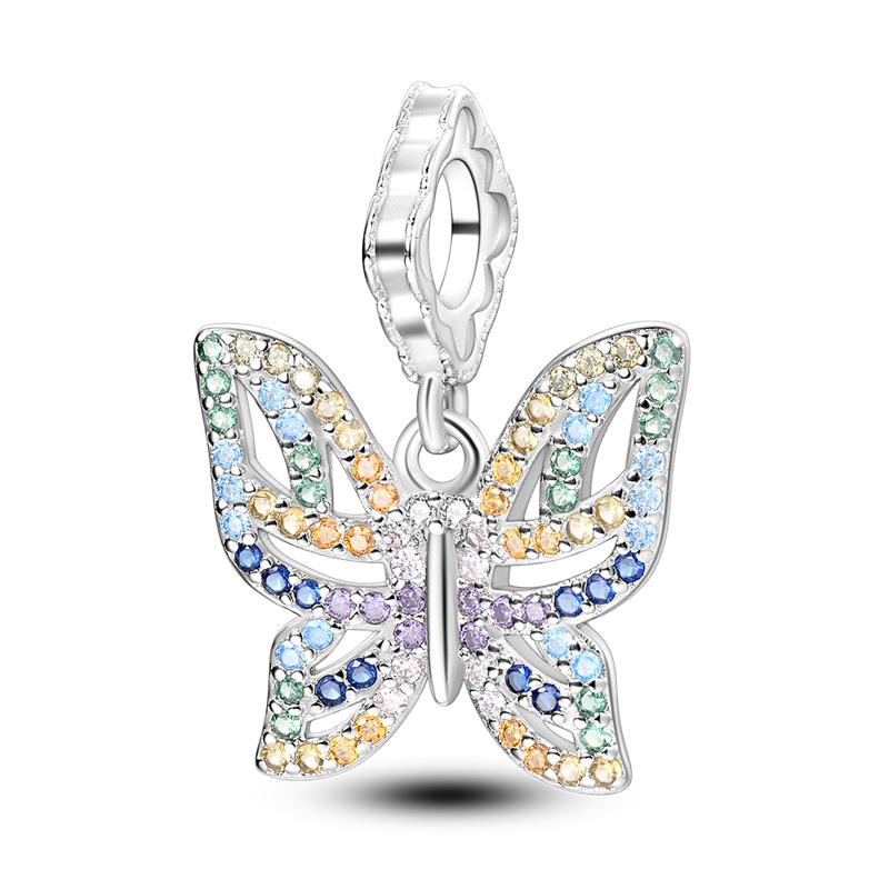 copper Pave Cubic Zircon Charm Butterfly Moon Bead Charms Charm Bead Charms Pendant Compatible With MULA Authentic Bracelets Fashion Do It Yourself Je