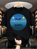 1pc Mens Graphic T Shirt Flat Earth Print Short Sleeve Crew Neck Regular Fit