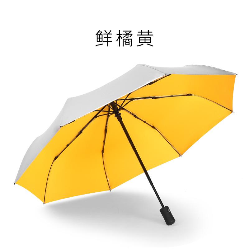 Titanium zilver lijm drievoudige automatische paraplu zonnebrand parasol klein fris zakformaat weer en regen vinyl