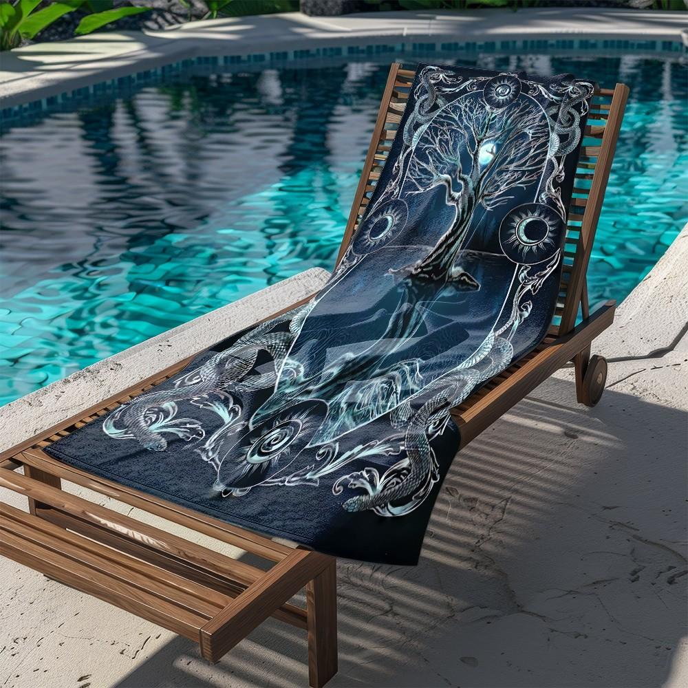Mystic Moon Tree Snake Beach Towel Patterned Sunscreen And Windproof Suitable For Swimming Pool Camping Travel Blanket