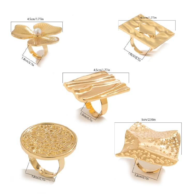 Metal Geometric Rings Fashion Opening Rings Delicate Hand Jewelry Waterproof Rings Alloy Texture Present for Women Girls
